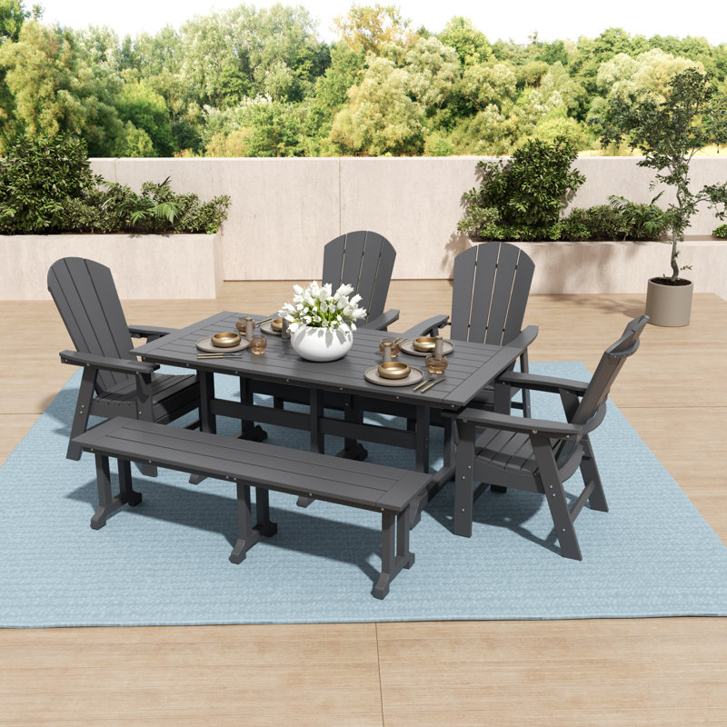 Laguna 6 - Person Patio Dining Set with Rectangular Table, Gray