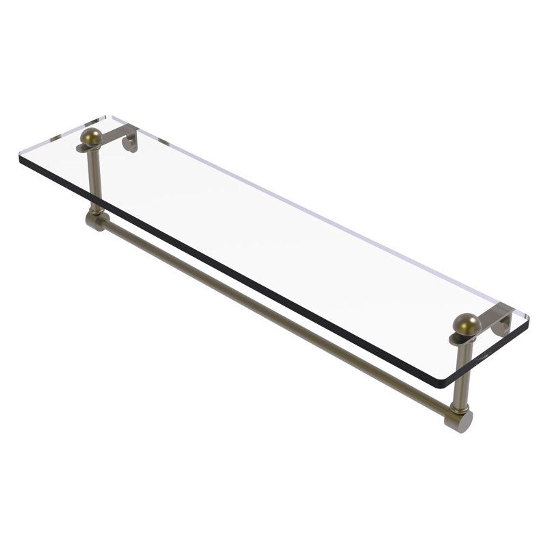 Gober Bracket Shelf with Towel Bar, Antique Brass, 22"