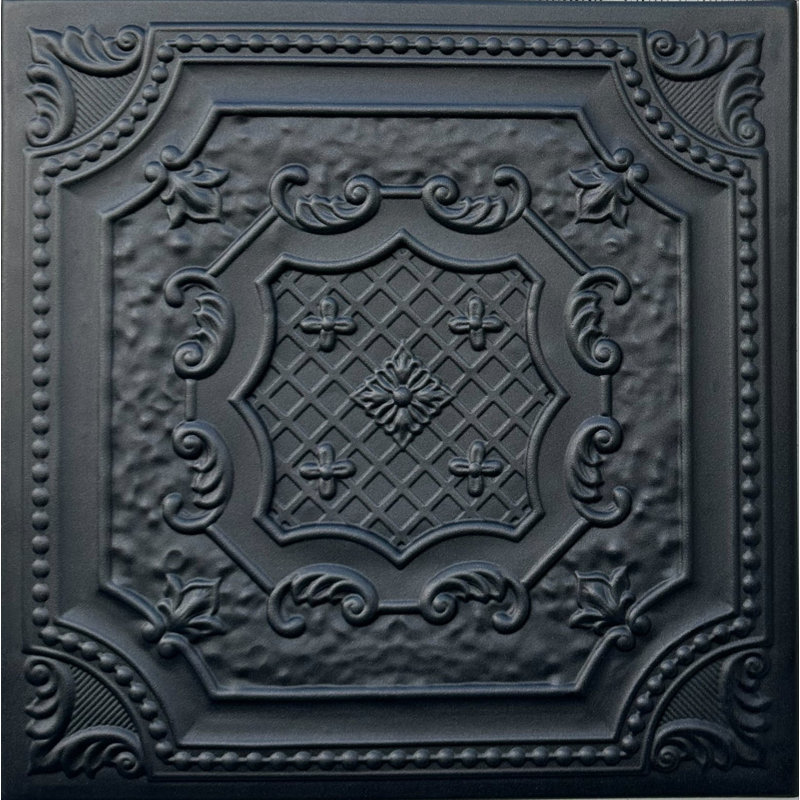 Black Matte 1.6 Ft. x 1.6 Ft. Glue-Up Polystyrene Ceiling Tile