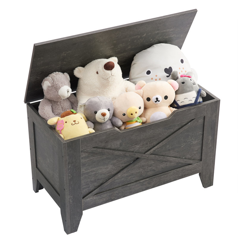 Ensemble de 2 bancs de rangement en bois gris avec couvercle - Banc à chaussures multifonctionnel, coffre à couvertures et coffre à jouets pour l'entrée, la chambre à coucher ou le salon
