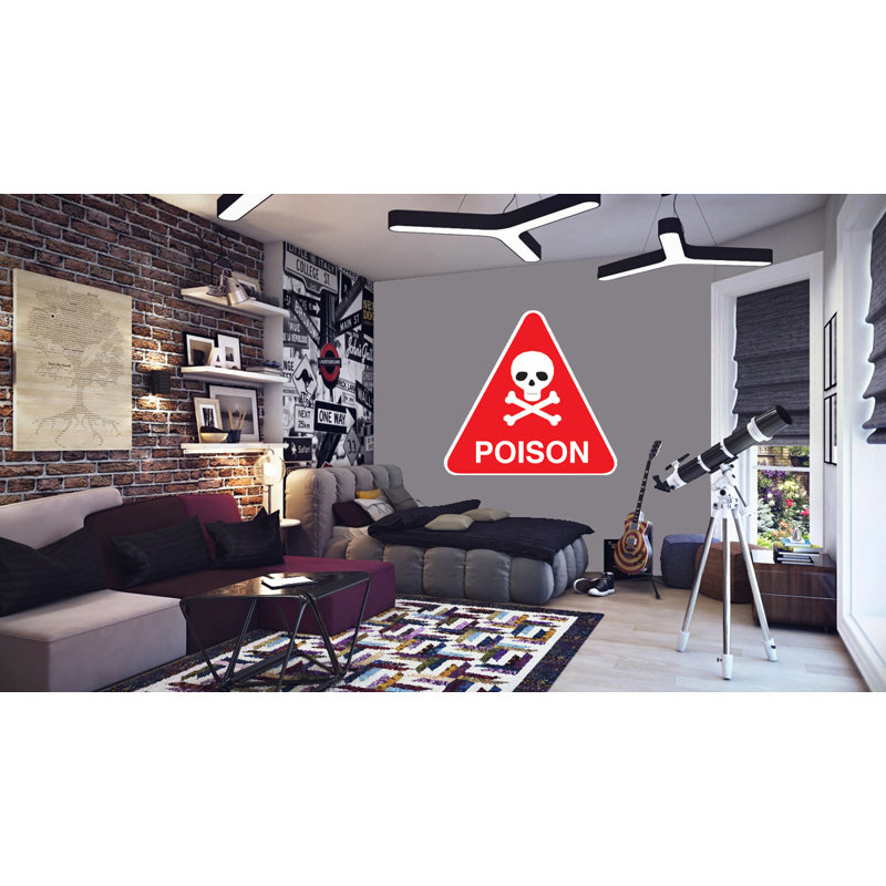 Décalcomanie murale à signe poison, H 36 po x l 36 po