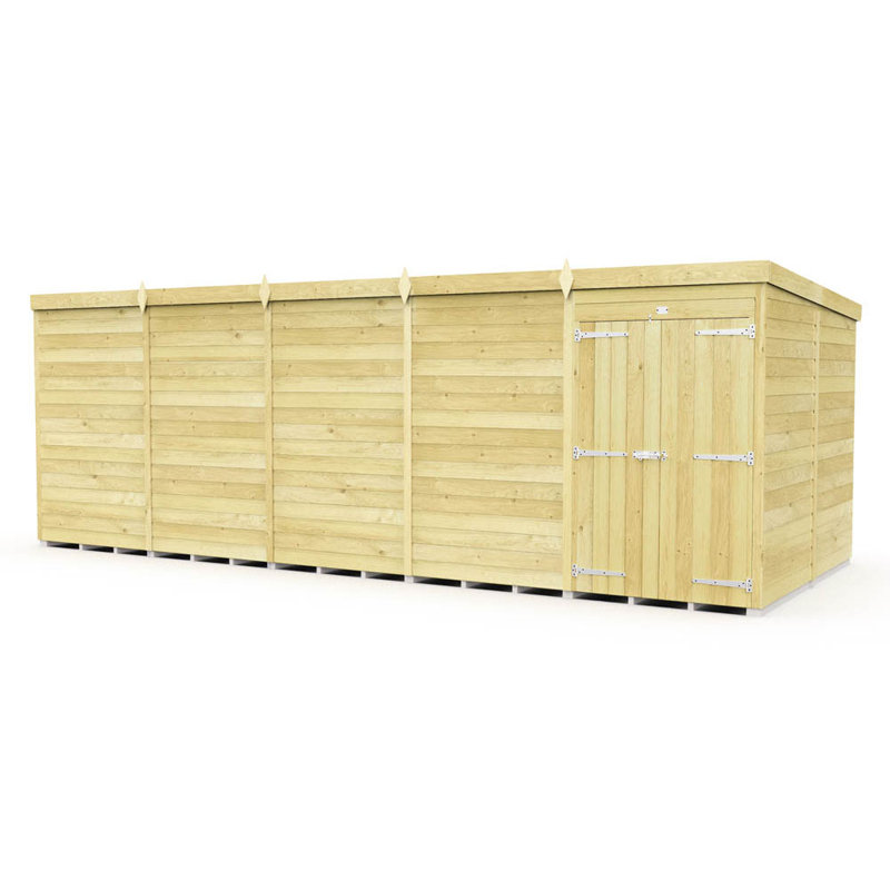 20ft x 8ft Pent Shed - Double Door without Windows