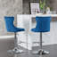Tabourets de bar pivotants en velours à hauteur de siège réglable de 25 à 33 pouces, tabourets de bar à base chromée avec dossier capitonné confortable pour un pub à domicile et un îlot de cuisine, ensemble de 2, AS1712BL, bleu