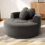 54 po. Fauteuil demi-tonneau rembourré en chenille 54 po. Chaise longue surdimensionnée, sans assemblage requis.-2033451200