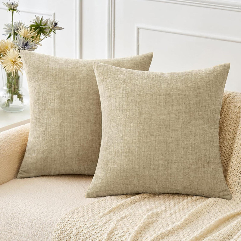 Paquet de 2 housses de coussins décoratifs en chenille pour canapés de salon