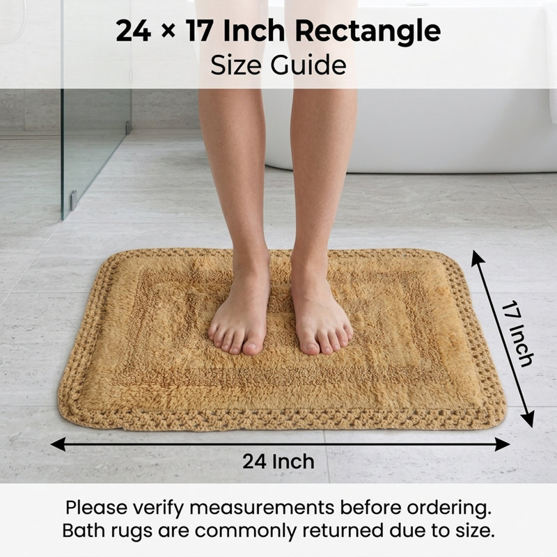 Adiraica 100% Cotton Bath Rug, Beige