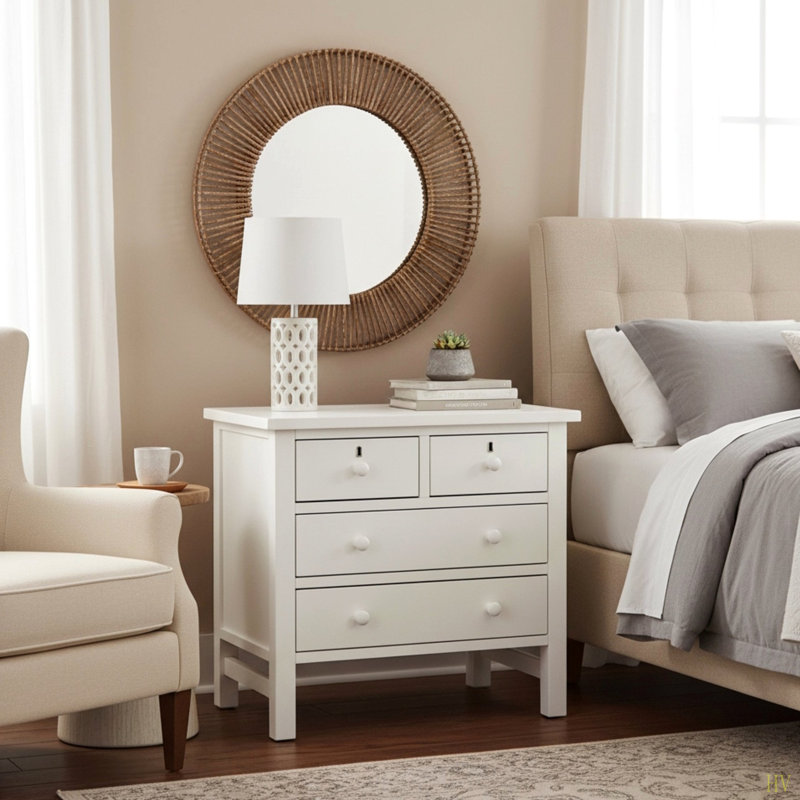 Georgina 4-Drawer Storage Nightstand, Antique White