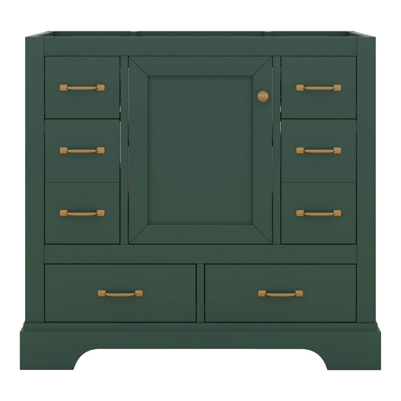 Ensemble de meuble-lavabo 36 po sans lavabo, base seulement, ensemble de vasques en bois massif avec séparateur de tiroir et tablette réglable
