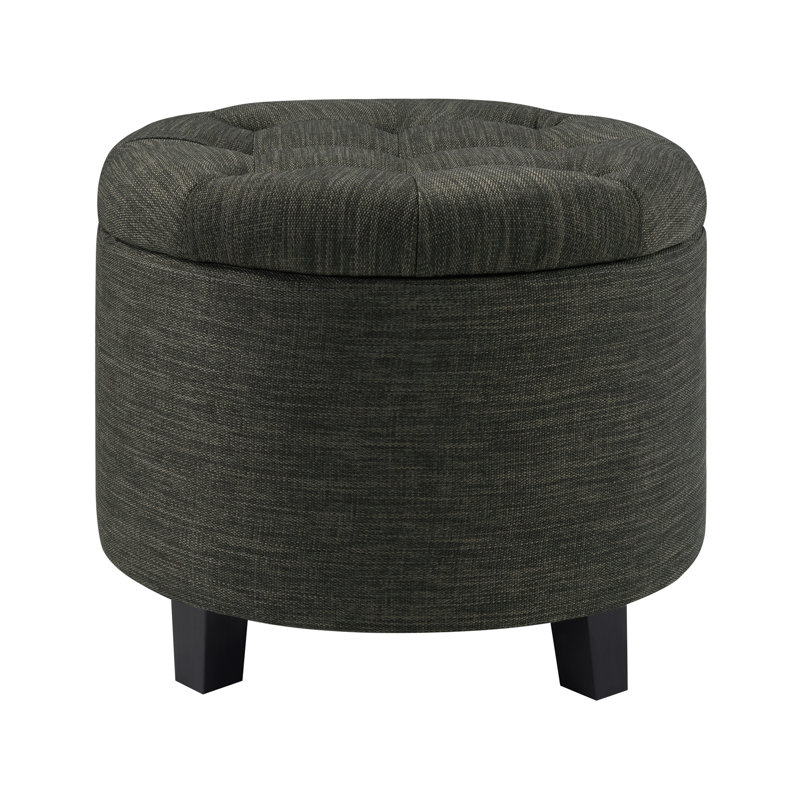 Avers Upholstered Ottoman, Dark Charcoal Gray Fabric