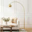Olivia 75" Modern Industrial LED Arc Floor Lamp with Gold Brass Finish, White Marble Base, and Metal Bowl Shade, Bulb Included-89267742-89267741