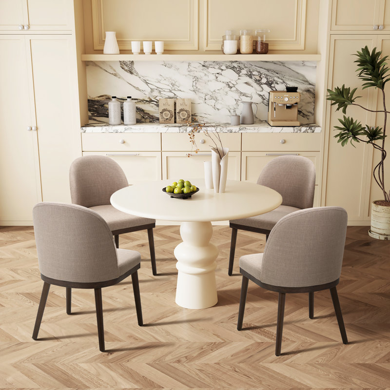 Set Of 4 Nakenzie Upholstered Back Side Dining Room Chairs