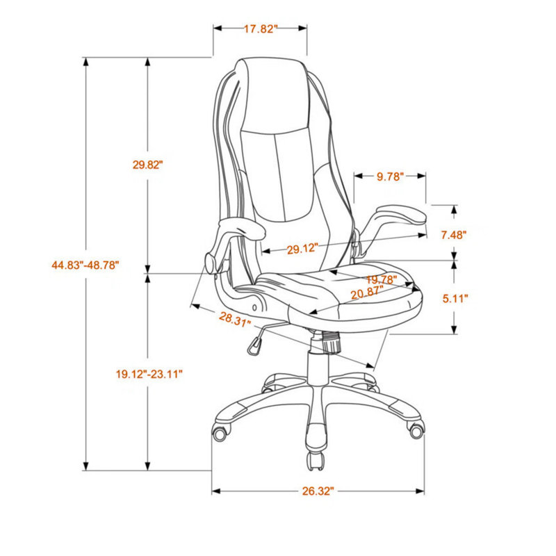 Chaise de bureau en polyester à hauteur réglable CLAUDIUS, H 44,83 po x l 29,12 po x P 28,31 po