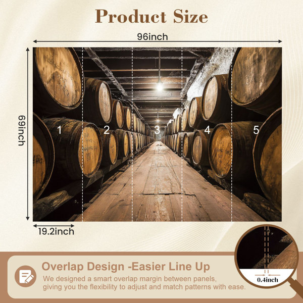 Red Barrel Studio Peel and Stick Wallpaper Barrels Bourbon Whiskey ...