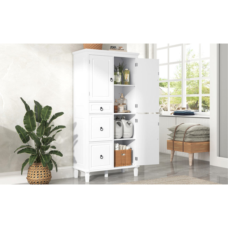 Versatile Multi-Functional Storage Cabinet With Adjustable Shelves And Multiple Compartments For Various Rooms