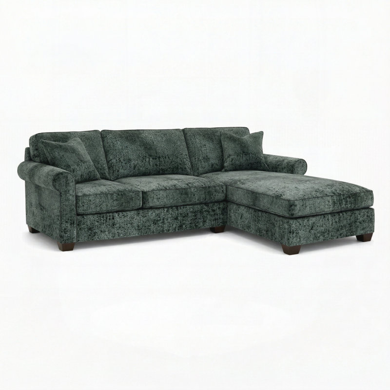 Canapé modulaire en L, Antique Charcoal Green Velvet