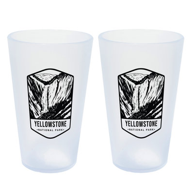 Silipint: Yellowstone National Park Pint Glasses: 16oz: 2 Pack - Themed Icicle Silicone Cups, Unbreakable