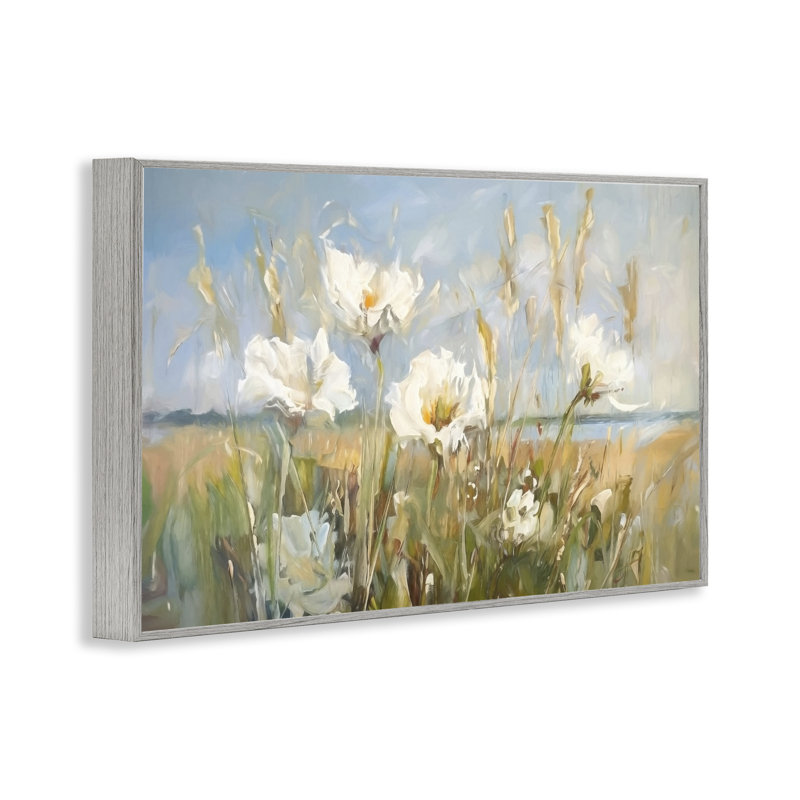 «Soft Seaside Wildflowers», art de la giclée encadrée par Ramona Murdock, Estampe numérique Farmhouse, H 20 po x l 30 po