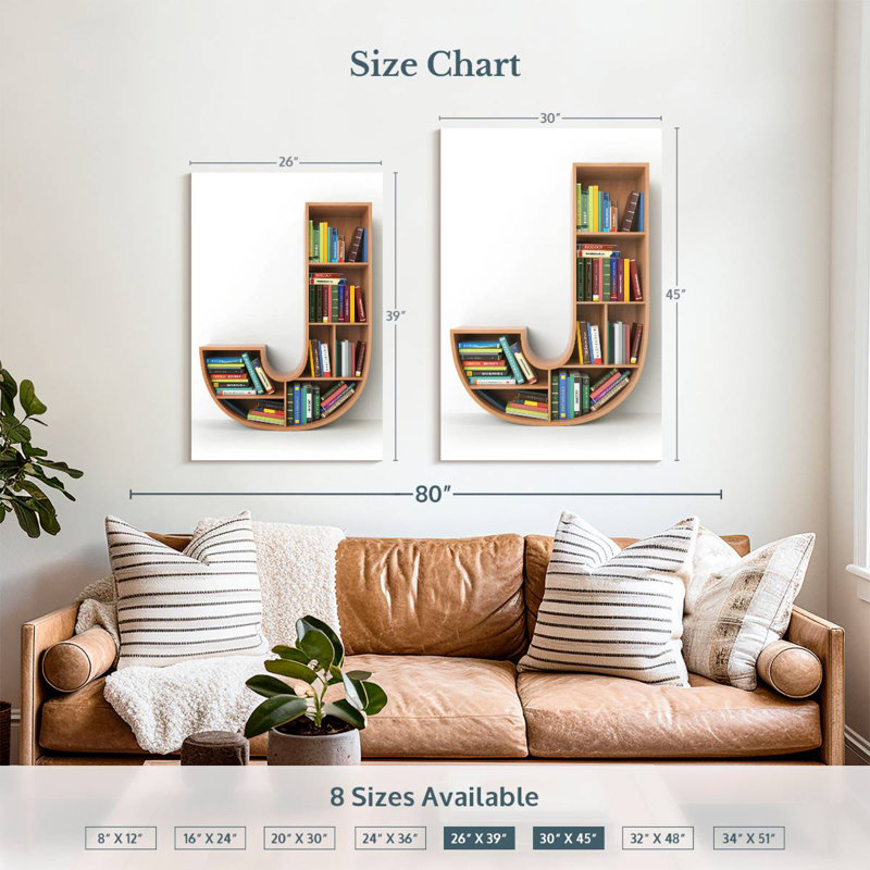 Keiri Letter J Bookshelf, 39" H x 26" W