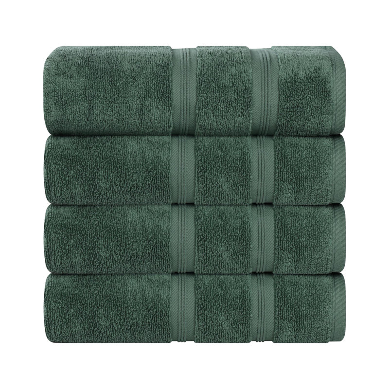  Serviettes de bain en coton Smart Quick-Dry Zero Twist, ensemble de 4, Vert forêt