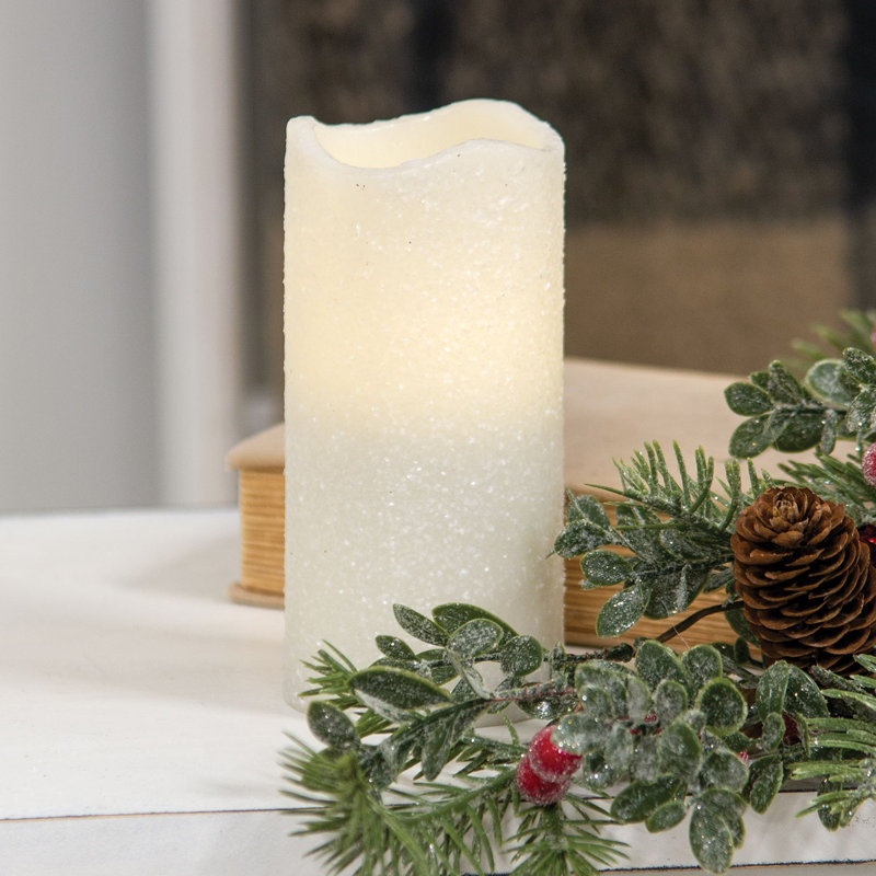 White Glitter Timer Pillar, 3"x6"