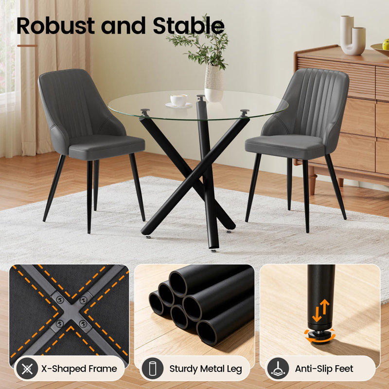 6 -Person Dining Set, Brown, Grey