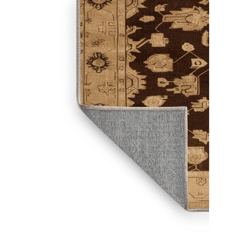 Tapis brun lavable à la machine, Rectangle 7 pi x 10 pi