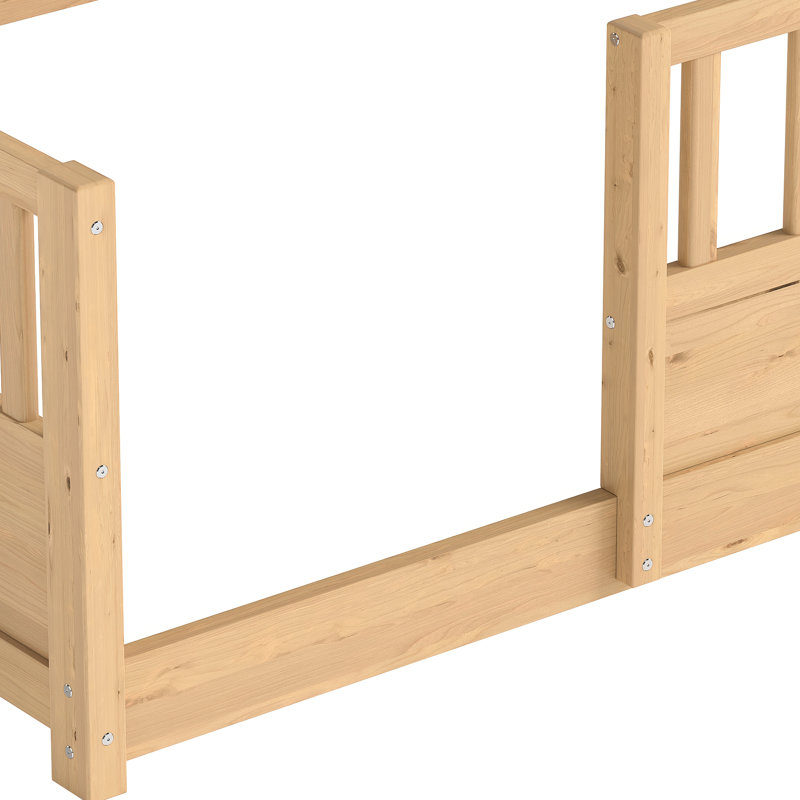 Lit double avec cadre de clôture en pin avec rangement, très grand confort dans la chambre à coucher, Full