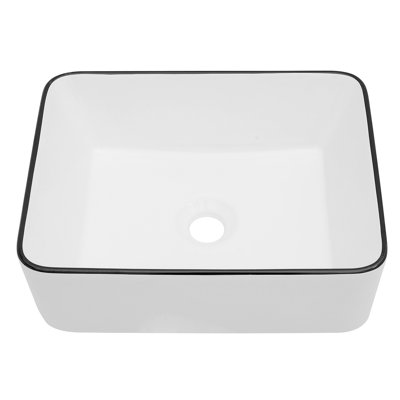 16X12 Inch White Ceramic Rectangular Vessel Bathroom Sink