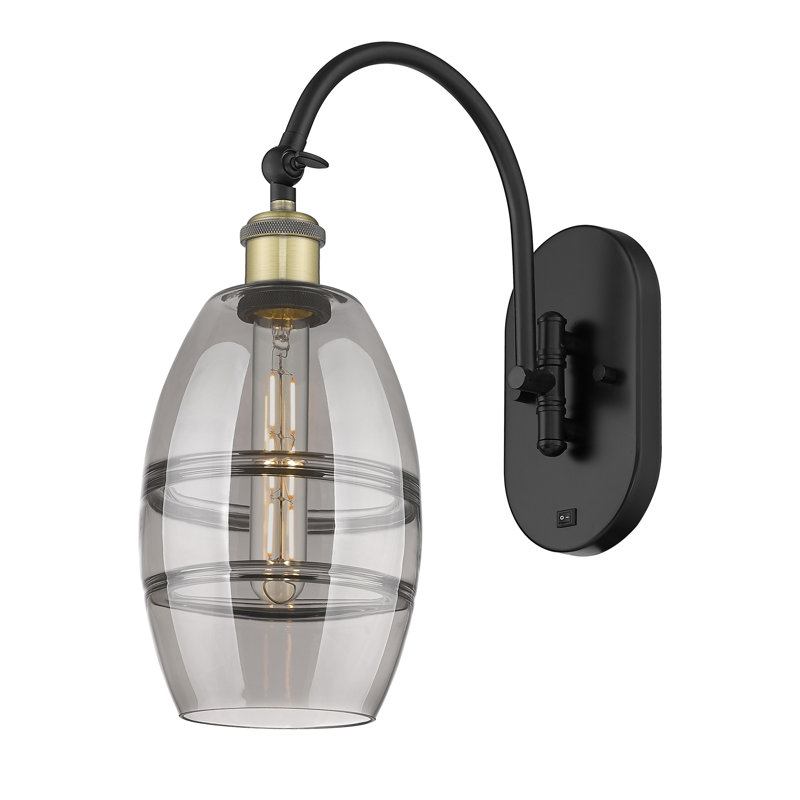 Dundrod Steel Armed Sconce, Black Antique Brass, Light Smoke