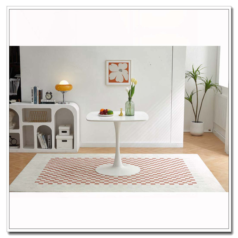 Petite table de salle à manger 24 "avec piédestal en métal, 28.93"H x 23.62"L x 23.62"W, Blanc mat, Blanc mat