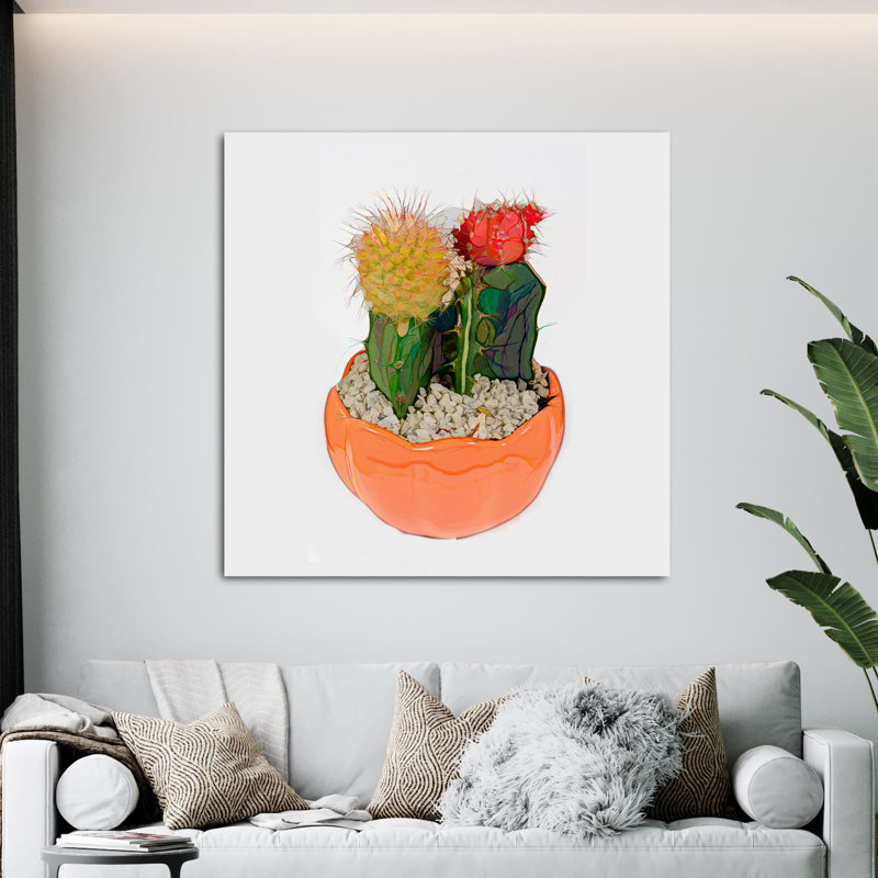 " Potted Cactus 177 ", 36" H x 36" W x 1.5" D