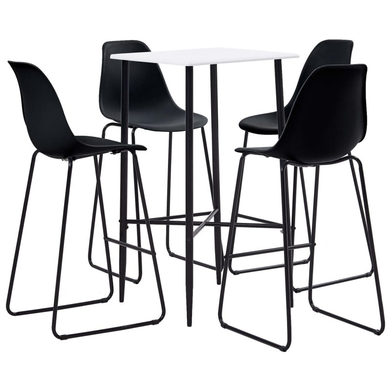 4 - Person Dining Set, Black, White