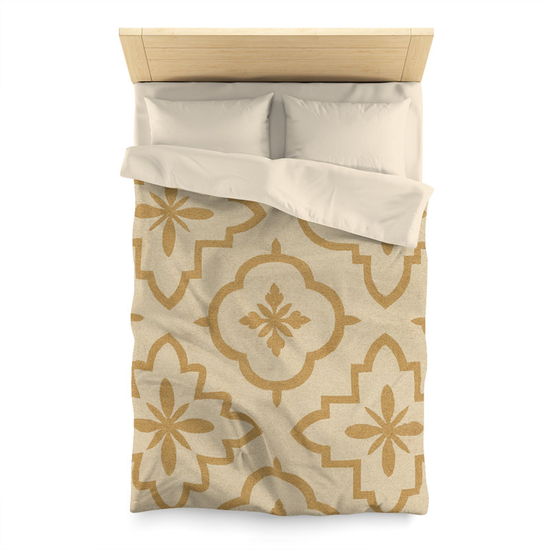 Microfiber Duvet Cover Boho Style, Design 34, Cream, Twin Duvet Cover