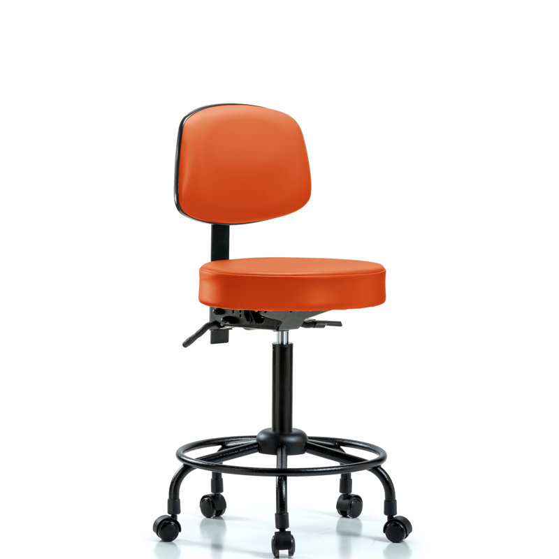 Tabouret de laboratoire Soren, Roulettes, Orange