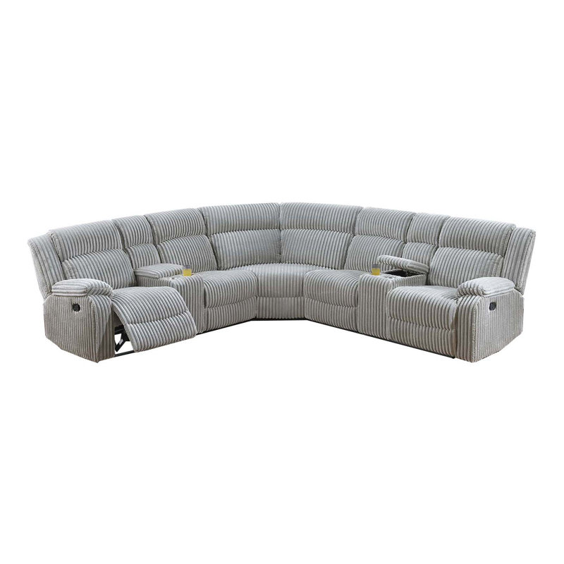 Power Motion Sectional, Ash Corduroy, Manual