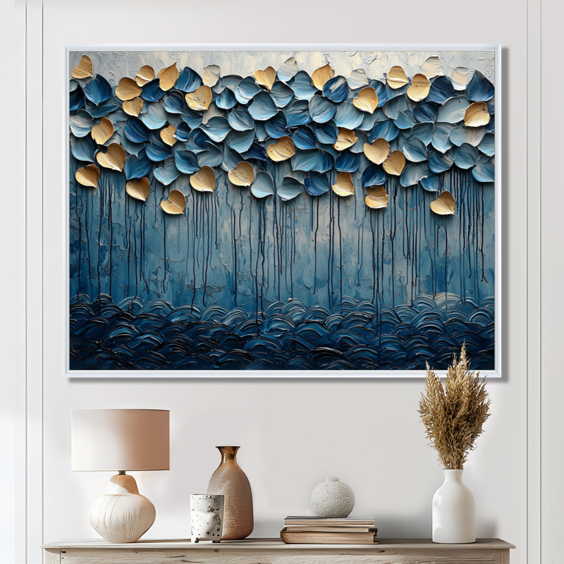 «Winsett Mosaic Of Waves Coastal Horizon I», art mural sur toile côtière, H 30 po x l 40 po, Blanc, Floater Framed