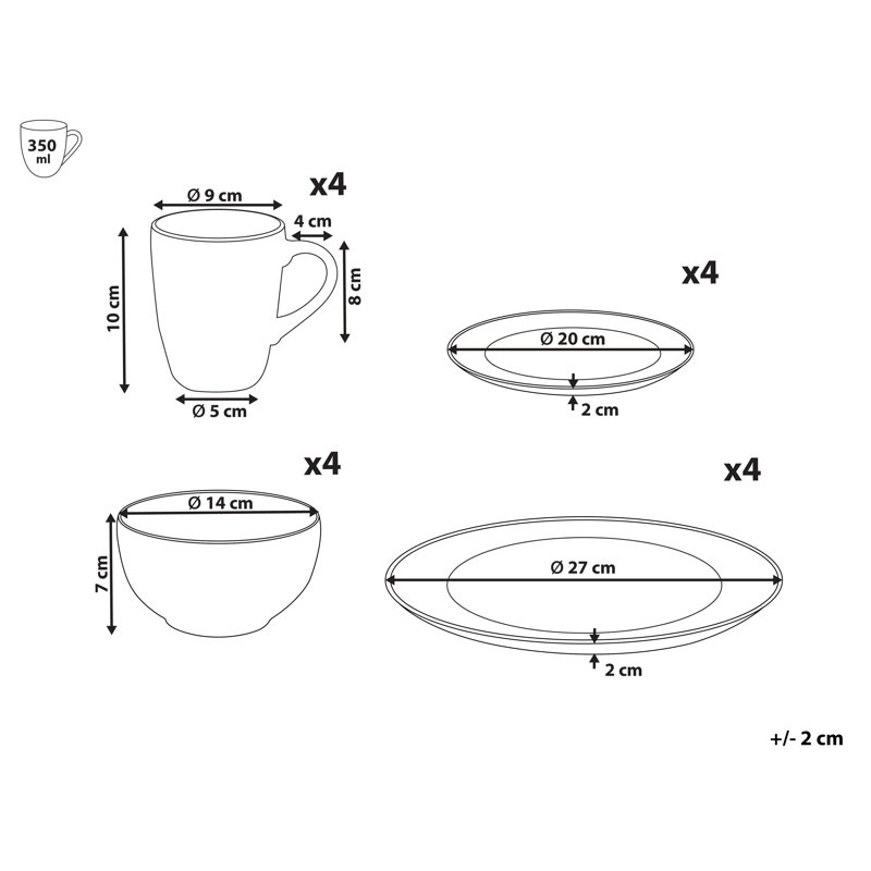 Piece Porcelain Dinnerware Set - Service for 4
