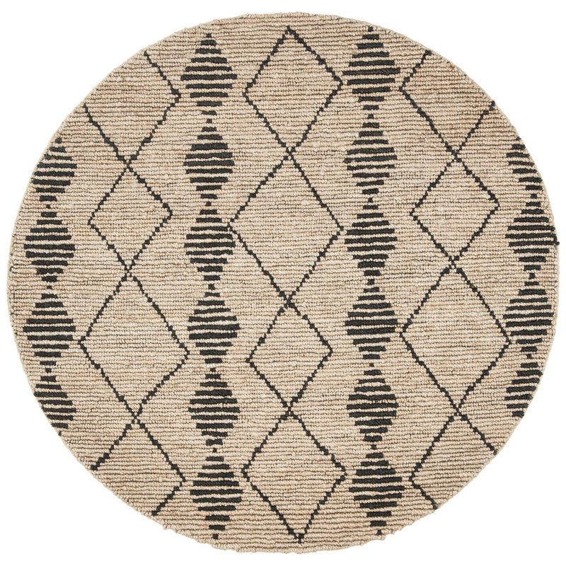 Geometric hand-woven jute rug Trotter, Rond 6 pi