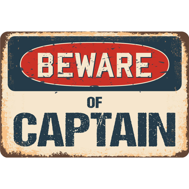 Panneau Barnier «Méfiez-vous du capitaine», H 3,5 po x l 5 po x P 0,1 po