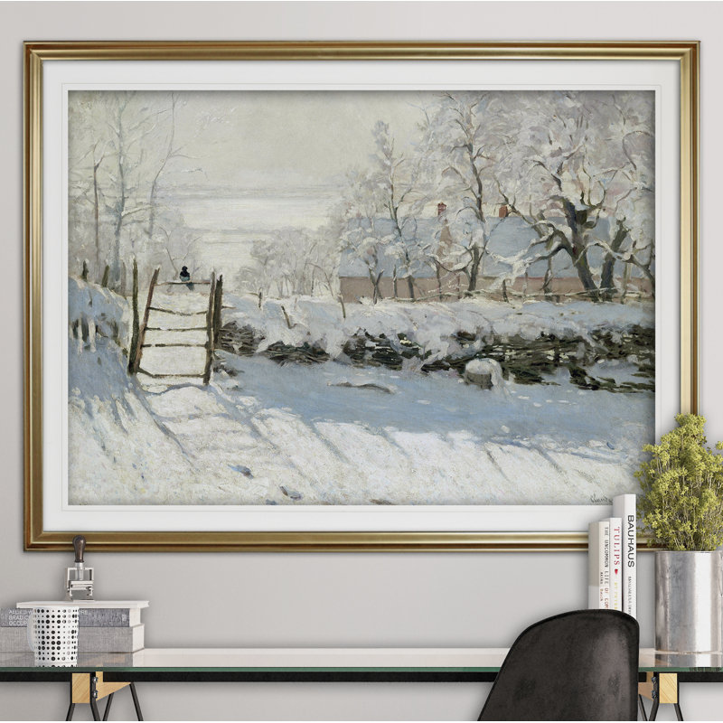 «The Magpie» par Claude Monet, impression, Or, H 24 po x l 32 po x P 1,5 po