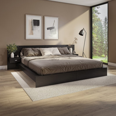 Modern Kaphan Bedroom - Platform Bed with Headboard and Nightstands (2) – Easy Assembly, No Box Spring Required