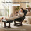 Fauteuil inclinable pivotant avec repose-pieds, fauteuil inclinable réglable en cuir synthétique avec base en bois, coussin rembourré épais