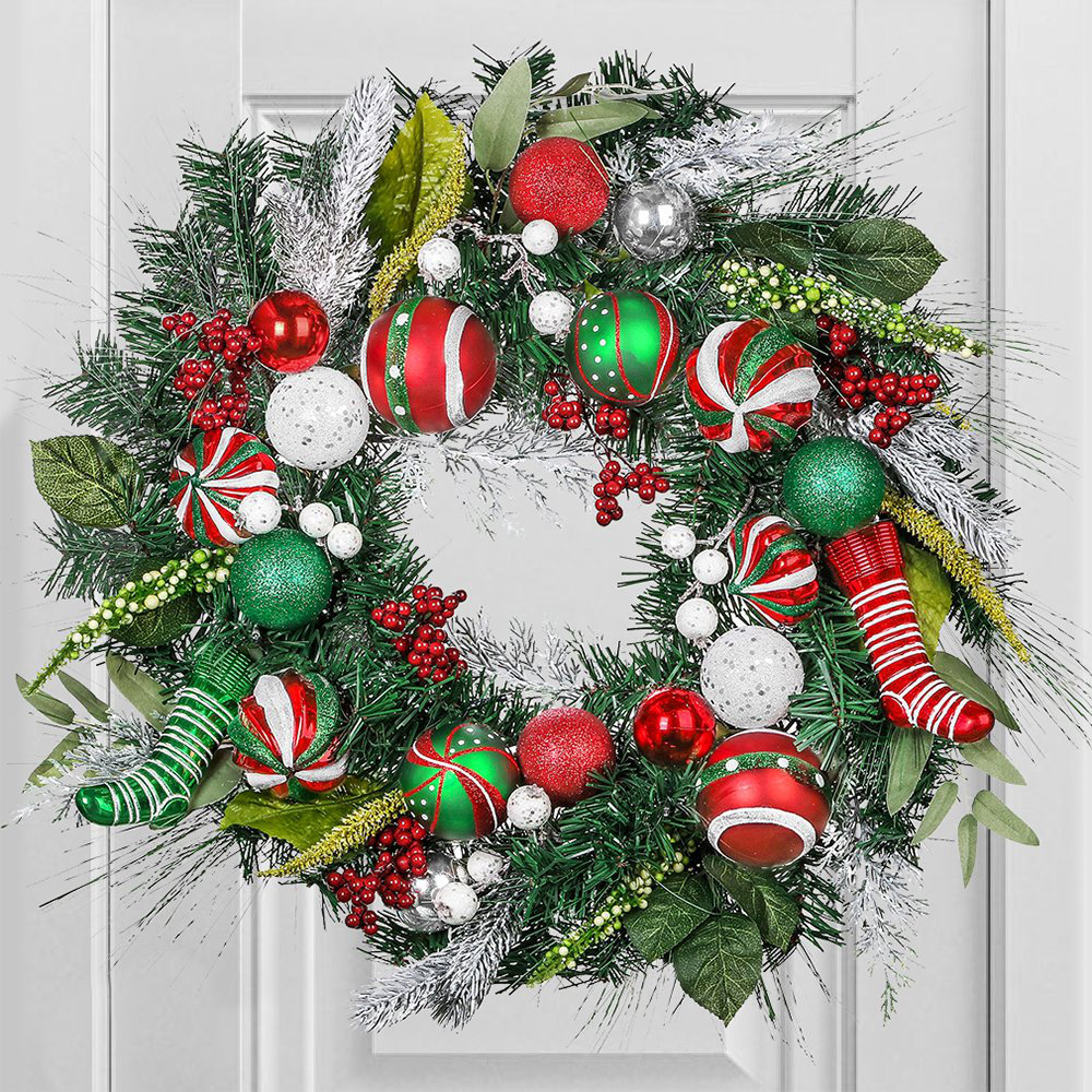 Merry and Bright Bold Christmas Sparkling 24 Wreath The Holiday Aisle