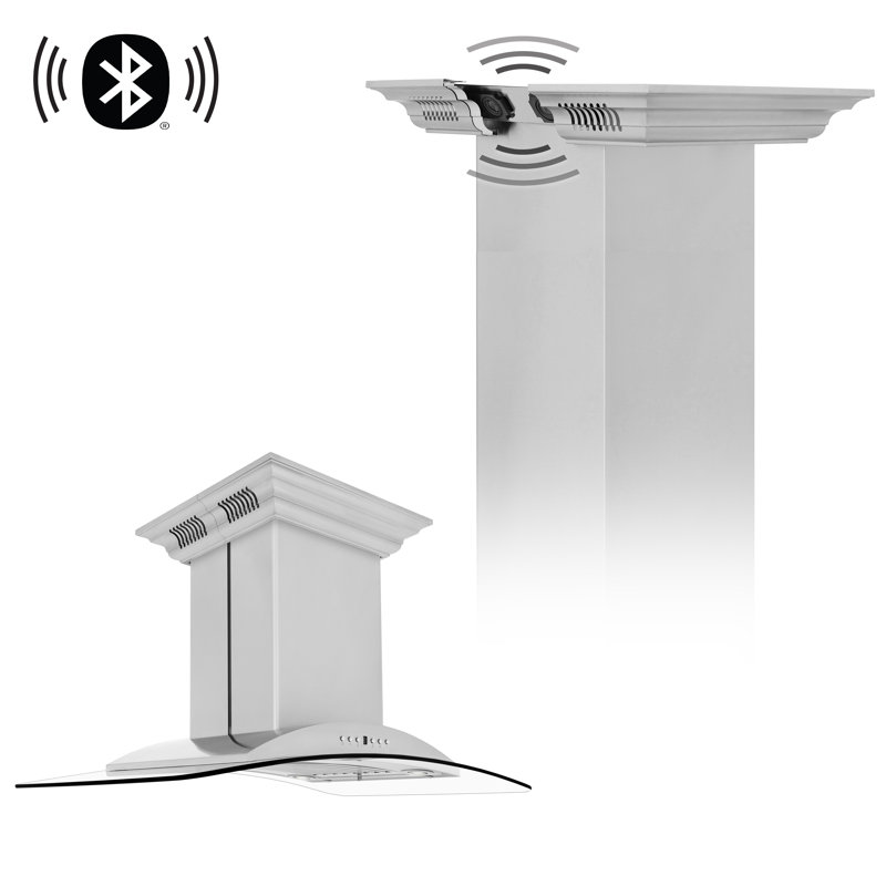 36" 400 CFM Ducted Island Range Hood in Silver
