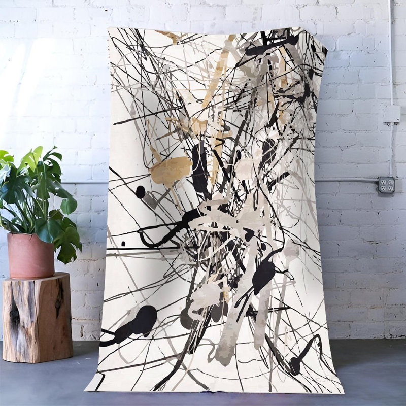 Multi-Colored Abstract Patterned Decorative Rug, Rectangle 3'9.81" x 4'11.06"