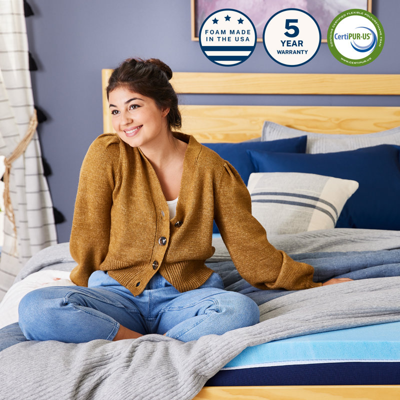 Twin Blue Gel Memory Foam Mattress Topper