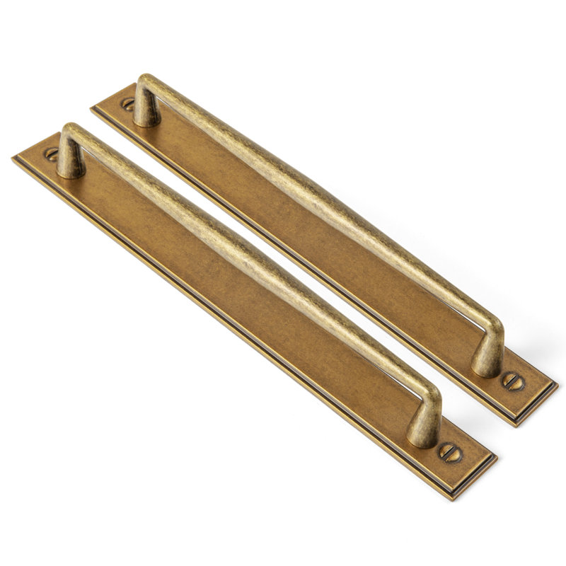 Solid Spindle Bar Pull With Backplate(G015) Multipack, 7 3/5", Antique Brass