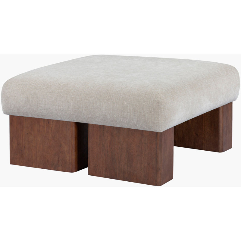 Veasey Delilah 36" Ottoman, Truffle Walnut, Alabaster Chenille