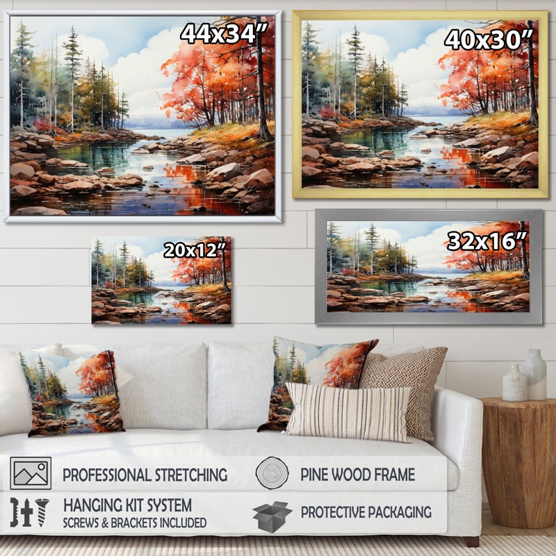 Forêt, parc national Acadia I - forêt, art mural sur toile, Cadre doré à une seule photo, H 30 po x l 40 po x P 1,5 po