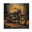 Jahongir orange, noir, moto, route, rythmes II, sur bois-2045390658